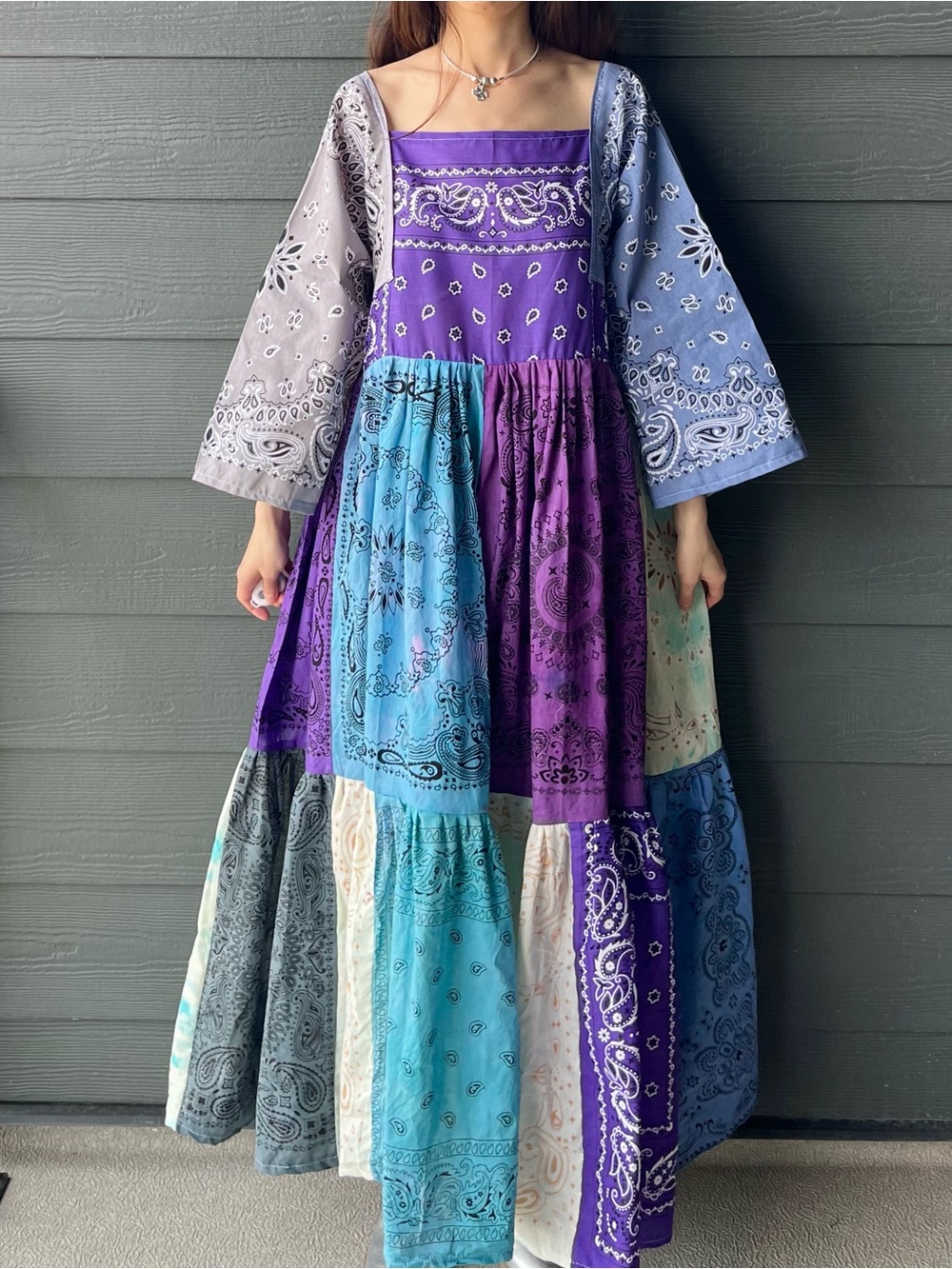 The Periwinkle Meadow | Handmade Voluminous Bandana Dress SKU 06263 - Picture 8 of 16